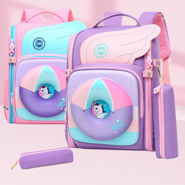 Cartoon Doughnuts Backpack Spinal Protective Boys Girls Pupil School Bag